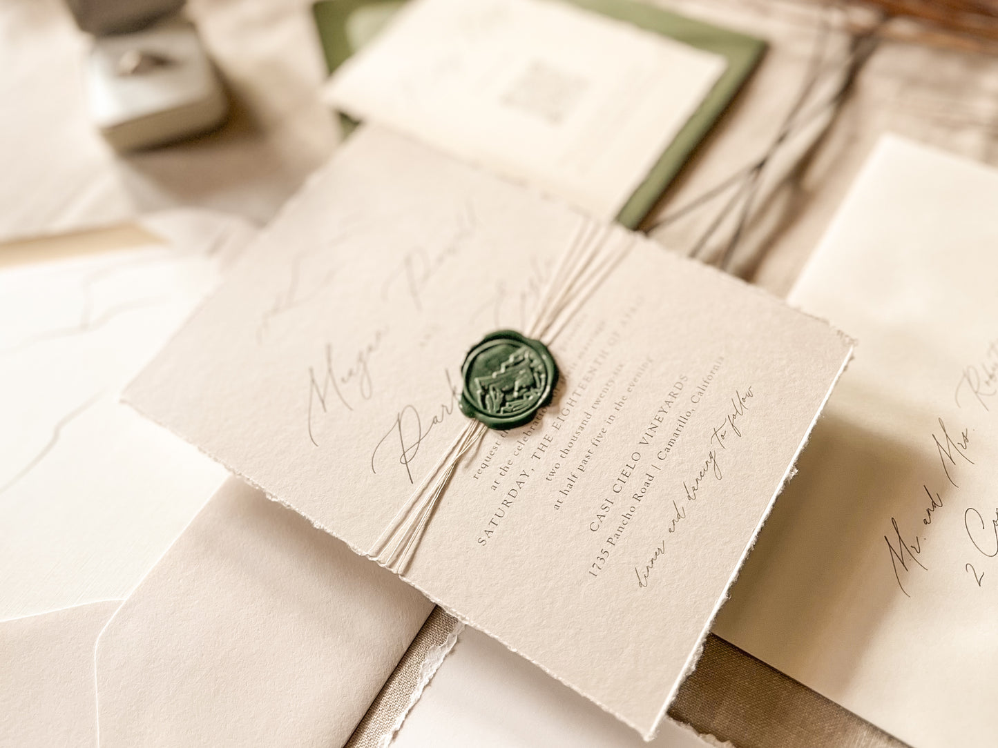 Mountain Wedding Invitation with Wax Seal