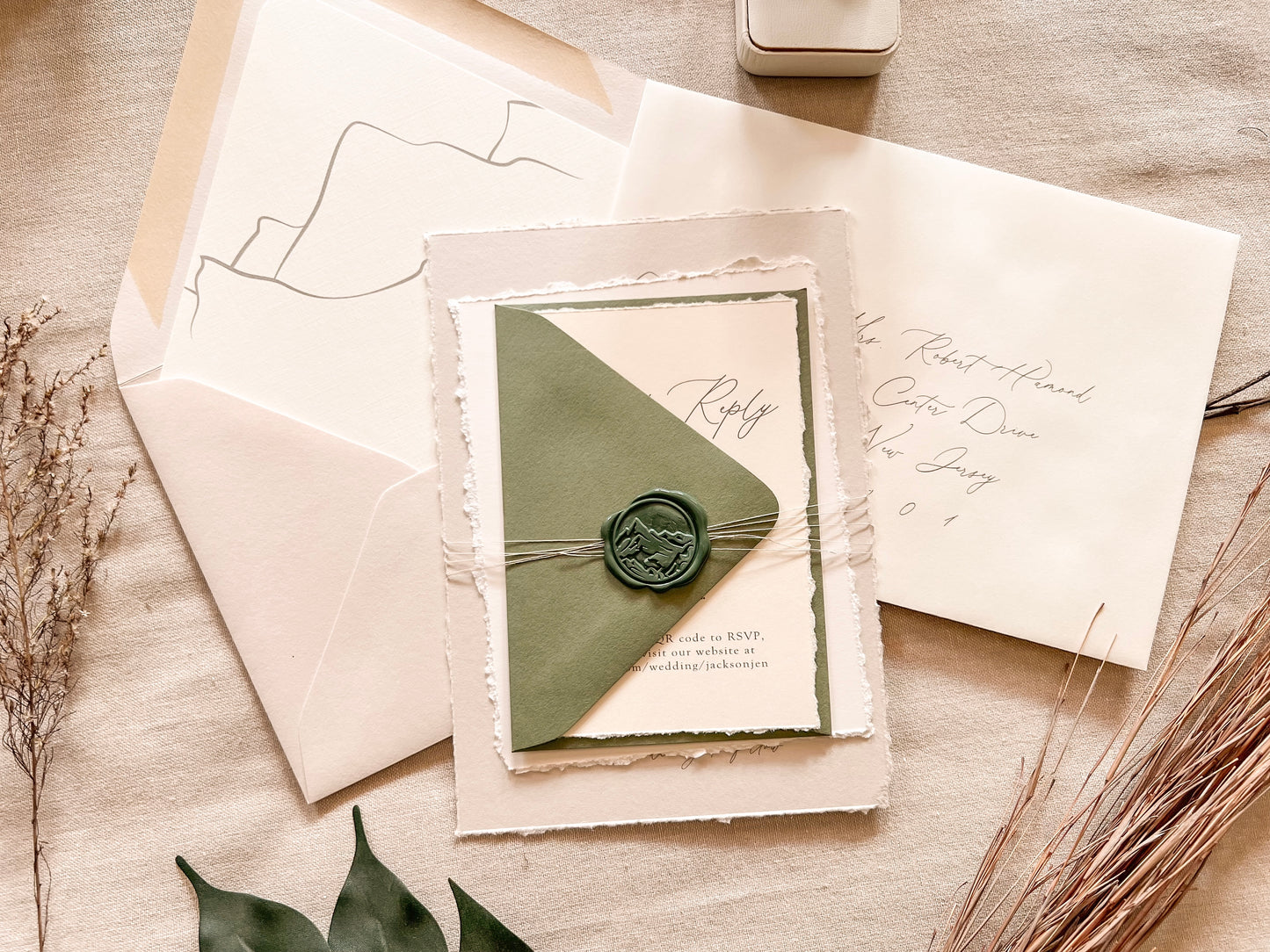 Mountain Wedding Invitation with Wax Seal