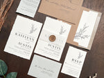 Contemporary Boho Wedding Invitation with Deckled Edging, Vellum and Wax Seal