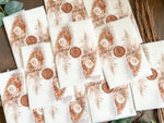 Pampas & Copper Foliage Boho Wedding Invitation with Deckled Edging, Vellum & Wax Seal