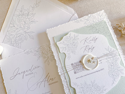 Floral Die Cut Wedding Invitation with Wax Seal