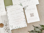 Simple Greenery Wedding Invitation with Eucalyptus, Deckled Edging, Vellum & Wax Seal