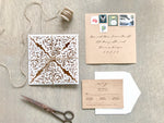 Rustic Laser Cut Wedding Invitation with Twine