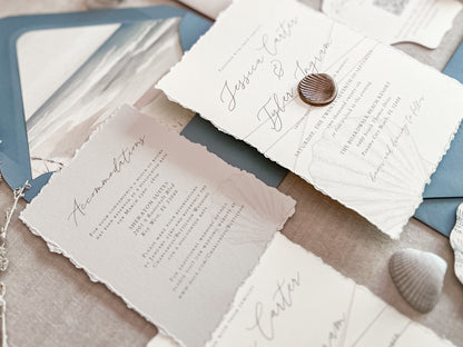 Seashell Wedding Invitation with Wax Seal