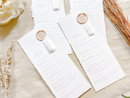Wedding Menus with Vellum Place Card and Deckled Edging