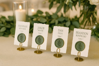 Wedding Place Cards with Wax Seal and Deckled Edging