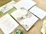 Greenery Vellum Wedding Invitation with Ribbon, Wax Seal & Deckled Edge