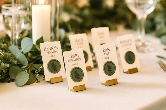 Wedding Place Cards with Wax Seal and Deckled Edging