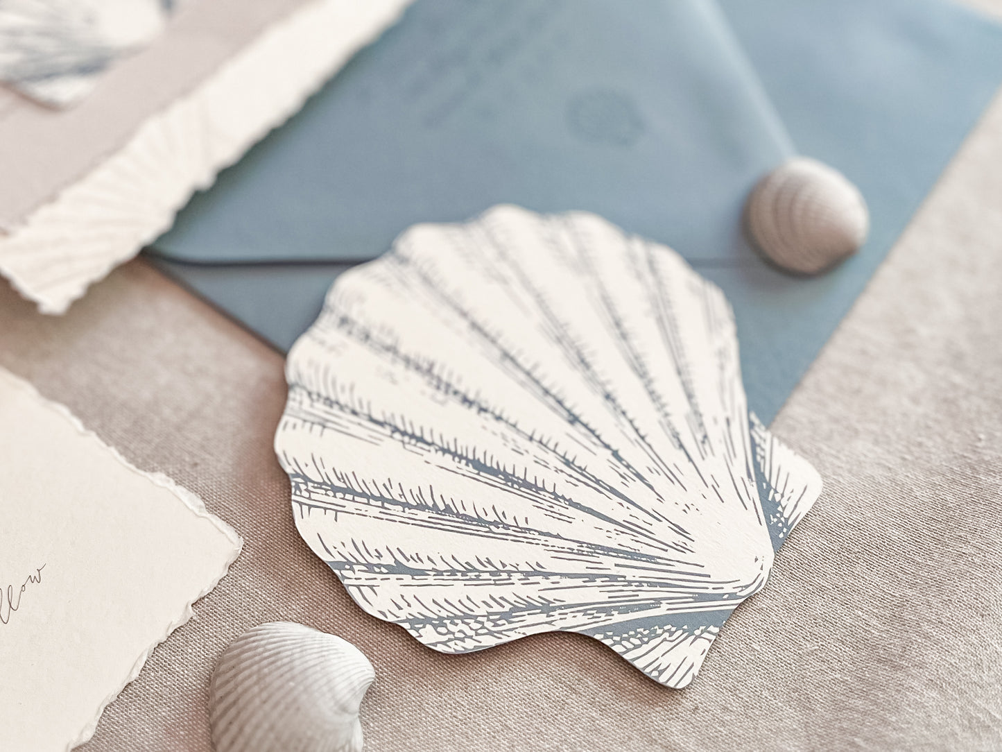 Seashell Wedding Invitation with Wax Seal