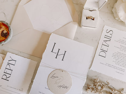 Magnolia Modern Wedding Invitation with Monogram