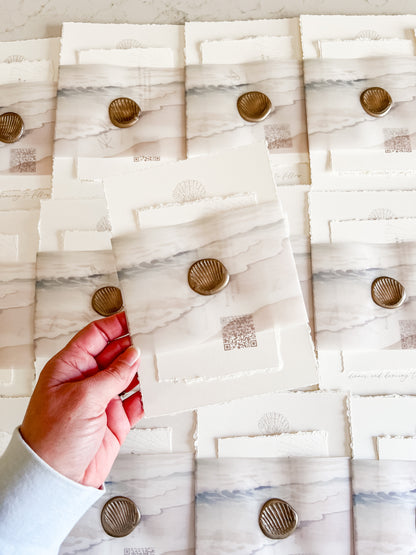 Ocean Waves Beach Wedding Invitation with Vellum & Wax Seal