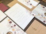 Plum and Yellow Gold Wildflower Vellum Wedding Invitation with Wax Seal