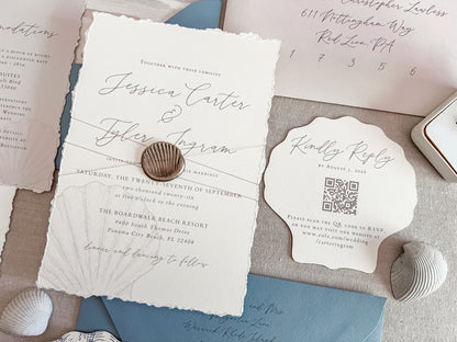 Seashell Wedding Invitation with Wax Seal