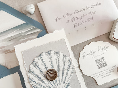 Seashell Wedding Invitation with Wax Seal
