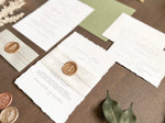 Simple Deckled Edge Wedding Invitation with Vellum and Wax Seal