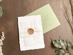 Simple Deckled Edge Wedding Invitation with Vellum and Wax Seal