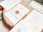 Elegant Wedding Invitation with Baby’s Breath, Beige & Vellum Wrap and Wax Seal
