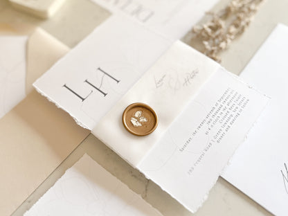 Modern Magnolia Wedding Invitation with Vellum & Wax seal