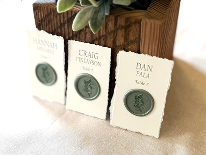 Wedding Place Cards with Wax Seal and Deckled Edging