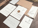 Contemporary Boho Wedding Invitation with Deckled Edging, Vellum and Wax Seal