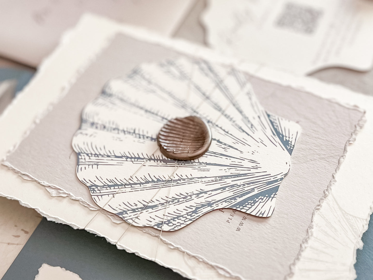 Seashell Wedding Invitation with Wax Seal