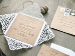 Rustic Laser Cut Wedding Invitation with Twine