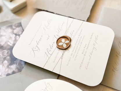 Hydrangea Wedding Invitation with Wax Seal