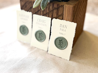Wedding Place Cards with Wax Seal and Deckled Edging