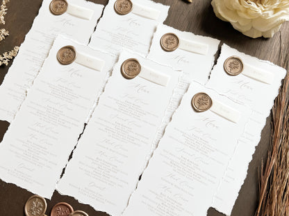 Wedding Menus with Vellum Name Tag and Deckled Edging