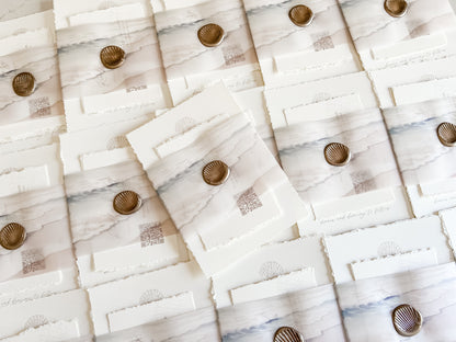 Ocean Waves Beach Wedding Invitation with Vellum & Wax Seal