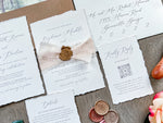 Old Money Wedding Invitation with Deckled Edging, Chiffon Ribbon and Wax Seal