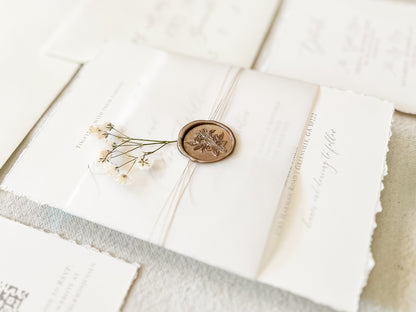 Elegant Ivory Baby’s Breath Invitation with Deckled Edging