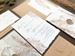 Pampas Grass and Baby’s Breath Wedding Invitation with Deckled Edge, Boho Vellum with Wax Seal