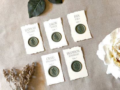 Wedding Place Cards with Wax Seal and Deckled Edging