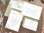 Greenery Wedding Invitation Wrapped in Thread