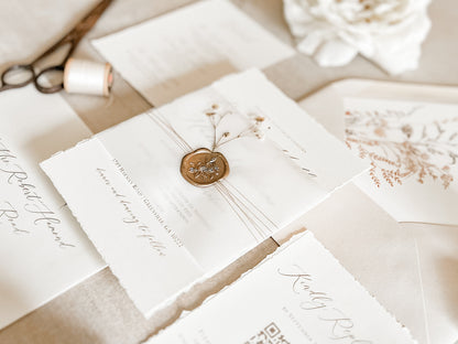 Elegant Ivory Baby’s Breath Invitation with Deckled Edging