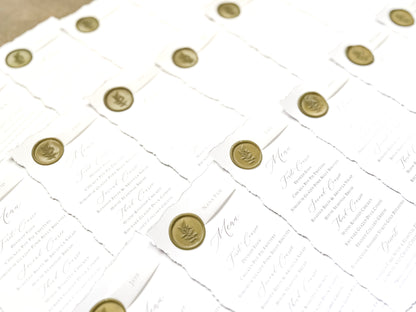 Wedding Menus with Name Tag and Deckled Edging