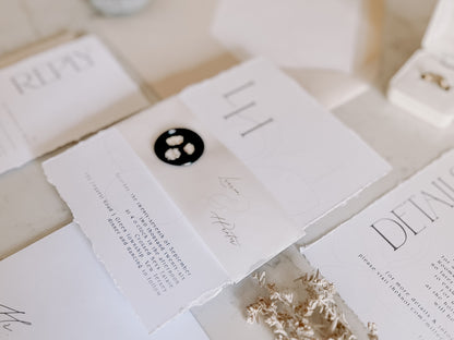 Classic Magnolia Wedding Invitation with Vellum & Wax seal