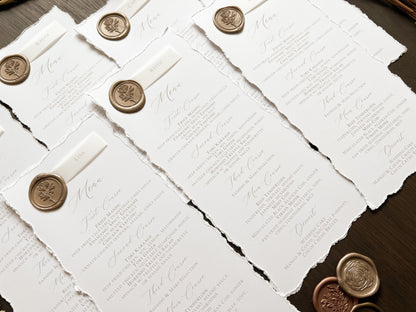 Wedding Menus with Vellum Name Tag and Deckled Edging