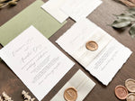 Simple Deckled Edge Wedding Invitation with Vellum and Wax Seal