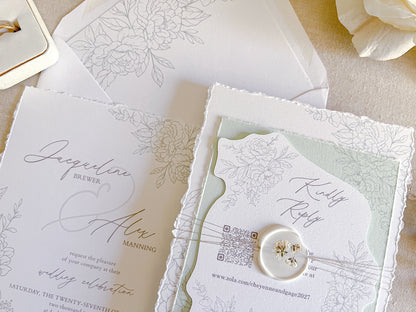Floral Die Cut Wedding Invitation with Wax Seal