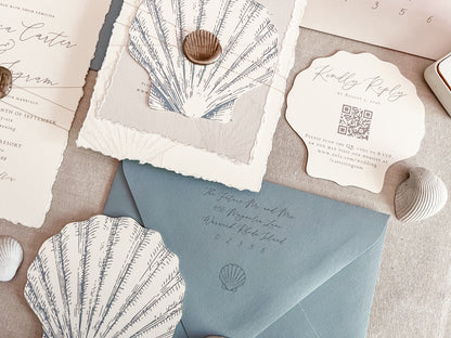 Seashell Wedding Invitation with Wax Seal