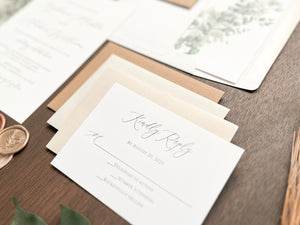 Eucalyptus Vellum Wedding Invitation with Antique Gold Wax Seal