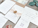 Old Money Wedding Invitation with Deckled Edging, Chiffon Ribbon and Wax Seal