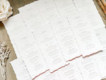 Simple Wedding Menus with Deckled Edging (Corresponding Place Cards sold separately)