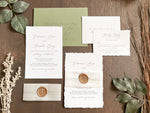 Simple Deckled Edge Wedding Invitation with Vellum and Wax Seal