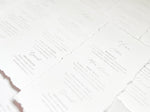 Simple Wedding Menus with Deckled Edging (Corresponding Place Cards sold separately)