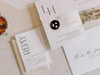 Classic Magnolia Wedding Invitation with Vellum & Wax seal