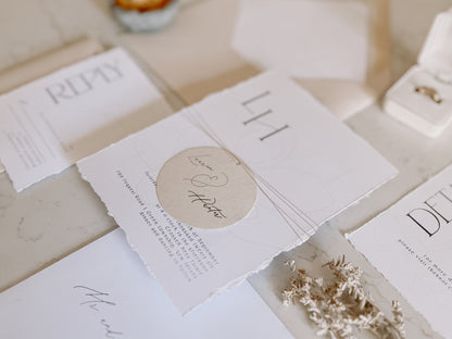 Magnolia Modern Wedding Invitation with Monogram