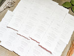 Simple Wedding Menus with Deckled Edging (Corresponding Place Cards sold separately)